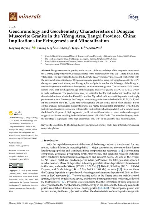 Geochronology and Geochemistry Characteristics of Dongcao .